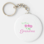 1st  Time Grandma-Pink Flowers Keychains