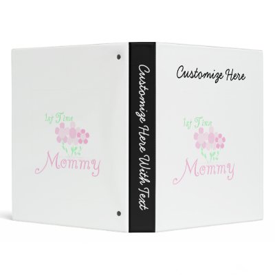 1st Time Mommy Pink Flowers Gifts 3 Ring Binders by familymembers