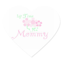 1st Time Mommy Pink Flowers Gifts Heart Sticker
