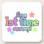 1st Time Mommy Rainbow Text Gifts Coaster