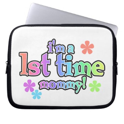 1st Time Mommy Rainbow Text Gifts Computer Sleeve by familymembers