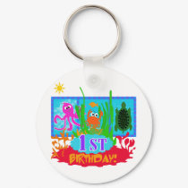 1st Undersea Adventure Birthday Tshirts keychains by kids_birthdays 1st Undersea Adventure Birthday Tshirts keychains