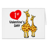 1st Valentines Day Giraffe Theme Greeting Card