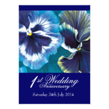 1st Wedding Anniversary Party Invitation blue