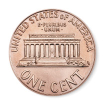 2005 Lincoln Memorial one cent copper coin, back Magnet