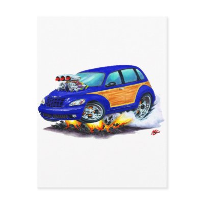2008-10 PT Cruiser Blue Woodie Post Cards by maddmaxart