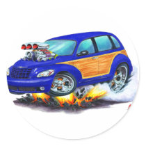 2008-10 PT Cruiser Blue Woodie Round Stickers