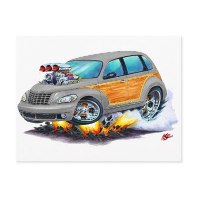 2008-10 PT Cruiser Grey Woodie Postcard by maddmaxart