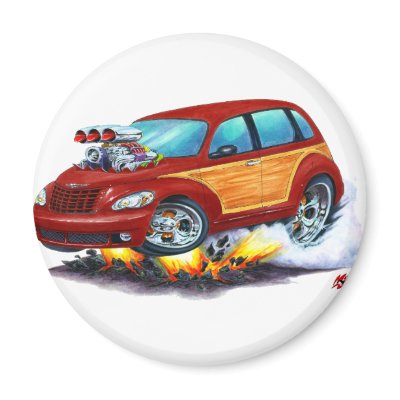 2008-10 PT Cruiser Maroon Woodie Fridge Magnet by maddmaxart