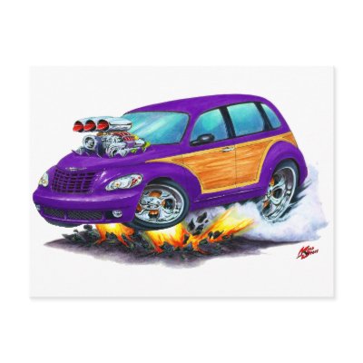 2008-10 PT Cruiser Purple Woodie Postcard by maddmaxart