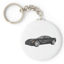 2008 Corvette: Sports Car: Black Finish Key Chain