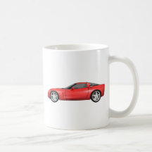 2008 Corvette: Sports Car: Red Finish: Coffee Mugs