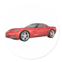 2008 Corvette: Sports Car: Red Finish: Round Stickers