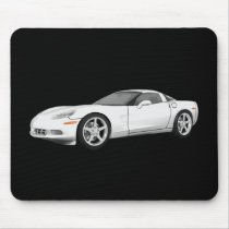 2008 Corvette: Sports Car: White Finish: Mousepad