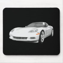 2008 Corvette: Sports Car: White Finish: Mousepads
