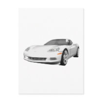 2008 Corvette: Sports Car: White Finish: Post Card