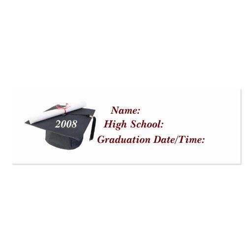 2008 Graduation Profile Card Business Card Templates (front side)