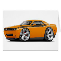 2009-11 Challenger RT Orange-Black Car Greeting Cards