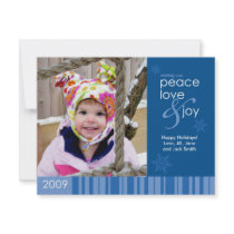 2009 Peace, Love and Joy Holiday Photo Card - Blue invitations