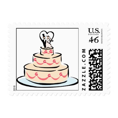 2009 Wedding Cake Invitation Stamps