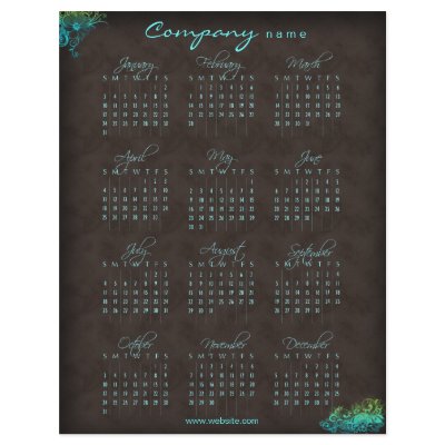 2010 Calendar floral blue green brown flyer by BestCards