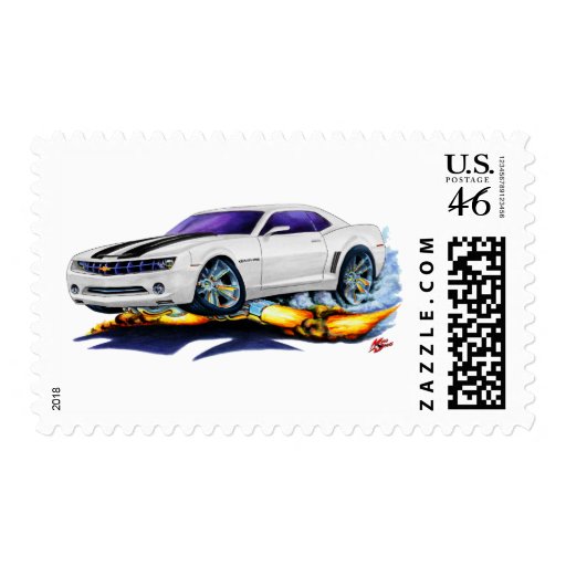 2010 Camaro White-Black Car Postage Stamp