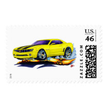 2010 Camaro Yellow-Black Car Postage Stamp