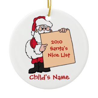 2010 Customizable Santa's Nice List Ornament - Whi ornament