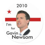 2010 Gavin Newsom Round Stickers