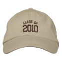 2010 graduation cap in khaki with brown font embroideredhat