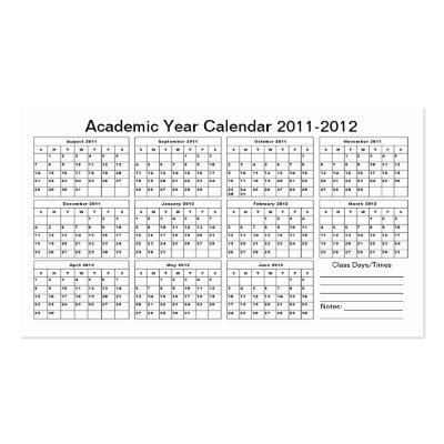 Academic Calendar Template on 2012 Academic Calendar  Classes  Template Business Card Template