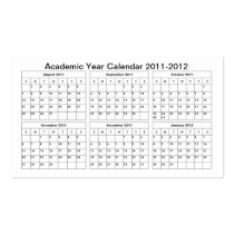 2011 - 2012 Academic Year Flip-Calendar (Notes) Business Card Template