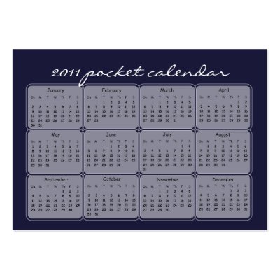 2011 Beach Vacation Pocket Calendars Business Cards by StriveDesigns