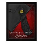 2011 Black and Red Tassel Charm Graduation Announcement