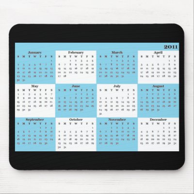 2011 calendar blue Mousepad