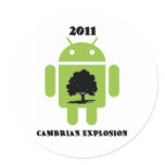 2011 Cambrian Explosion (Android Bug Droid) Round Stickers