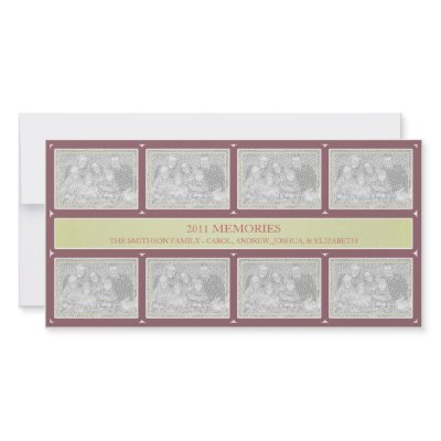 2011 Memories New Year Collage Burgundy Green Photo Card Template by OrangeBirdDesigns