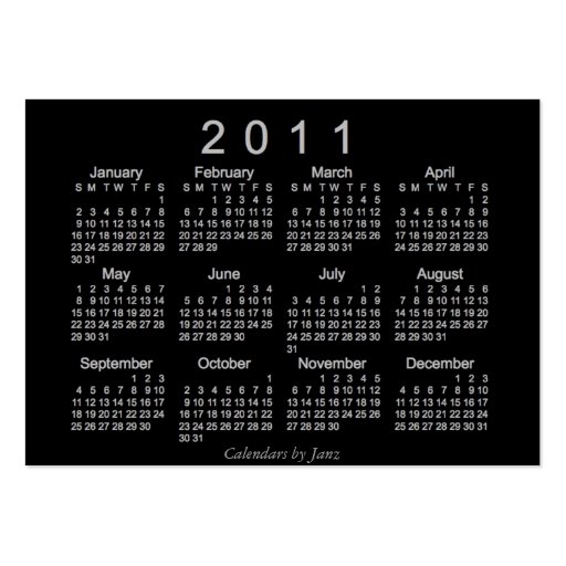 2011 Pocket Calendar Business Card Template