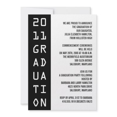 2011 Simple Black Graduation Announcement by noteworthy