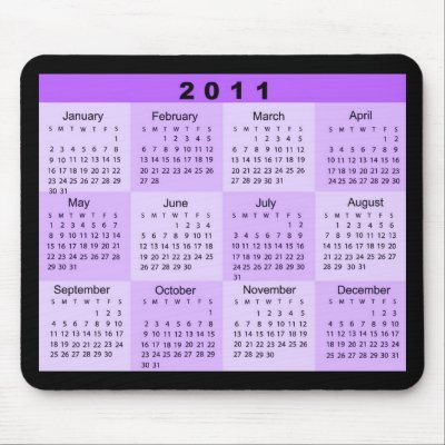 2011 Year at a Glance Calendar mousepad