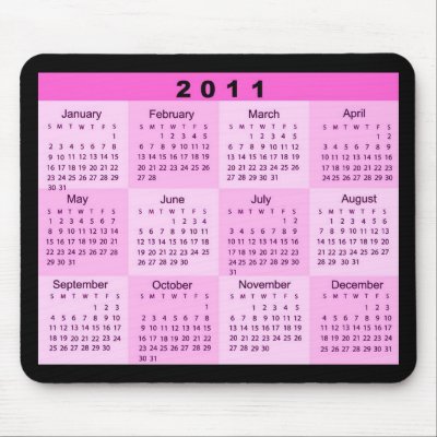 2011 Year at a Glance Calendar mousepads