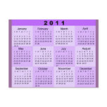 2011 Year at a Glance Calendar Post Card