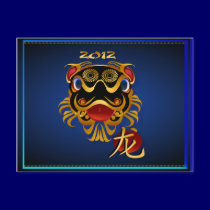 2012 Black 'n Gold Chinese Dragon Face Postcards postcards