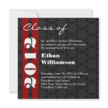 2012 Black Red White Graduation Change to Any Year Personalized Invite