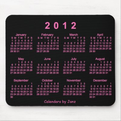 2012 Calendar Mouse Pad by Calendars_by_Janz