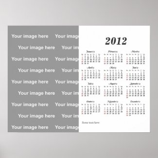 Large Printable Calendar 2012 on 2012 Calendar Template Poster Print