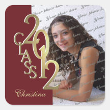 2012 Gold and Dark Red Graduation Stickers