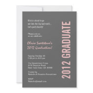 2012 Graduation Party Gray Pink Modern Template invitation