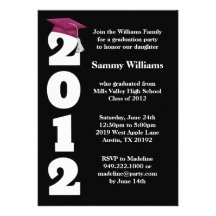 2012 Graduation Party Pink Cap and Tassel Custom Announcements