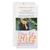 2012 Graduation Party Pink Tangerine Invite Cards Custom Photo Card